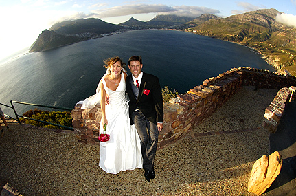 copyright Andrew Woodburn collection, wedding photography of the bridal couple  on Chapmans peak drive