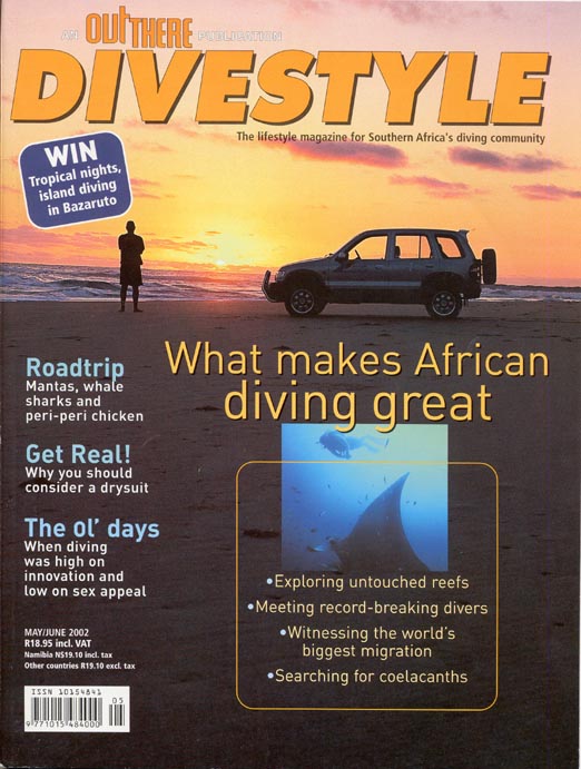 Andrew Woodburn Divestyle Magazine cover mozambique road trip, Manta rays, sharks