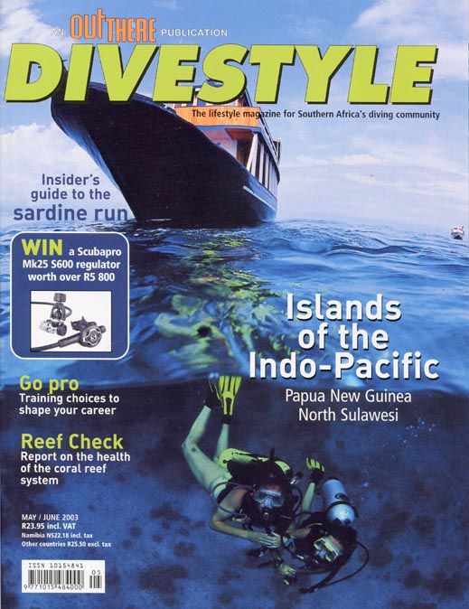 Andrew Woodburn Divestyle magazine cover photo of liveaboard in wallacea sulawesi Indonesia