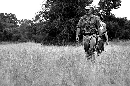 copyright Andrew woodburn www.woodburnphoto.co.za bush walking with armed ranger in the kruger park , rhino walking safaris